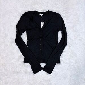 Aerie Black Ribbed Cardigan